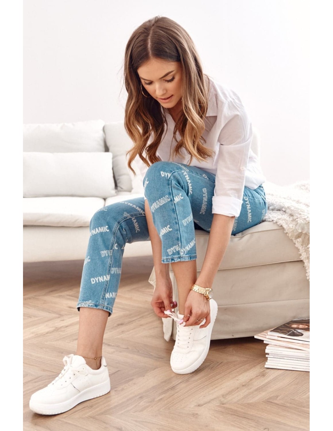 Jeans pants with Boyfriend inscriptions 1125 - Online store - Boutique